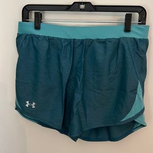 NWT Under Armour lined blue green running shorts!